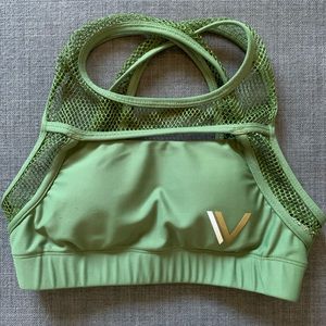 Vull sport high neck mesh green sports bra size small